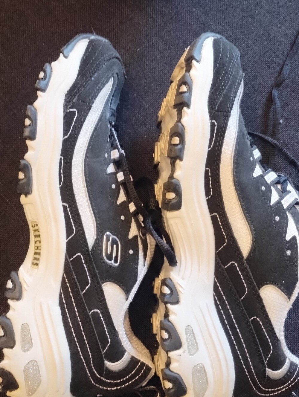 Skechers D'Lites Chunky Lace-Up Sneaker in Black & White - Picture 5 of 8